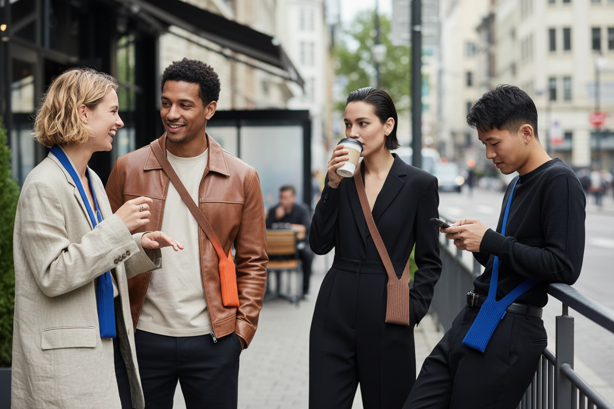 Groupe d'amis portant la housse Sokee en ville